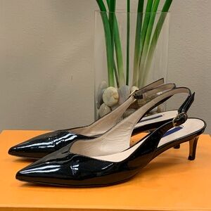 Stuart Weitzman Black Patent Leather Slingback Pump size 9 M